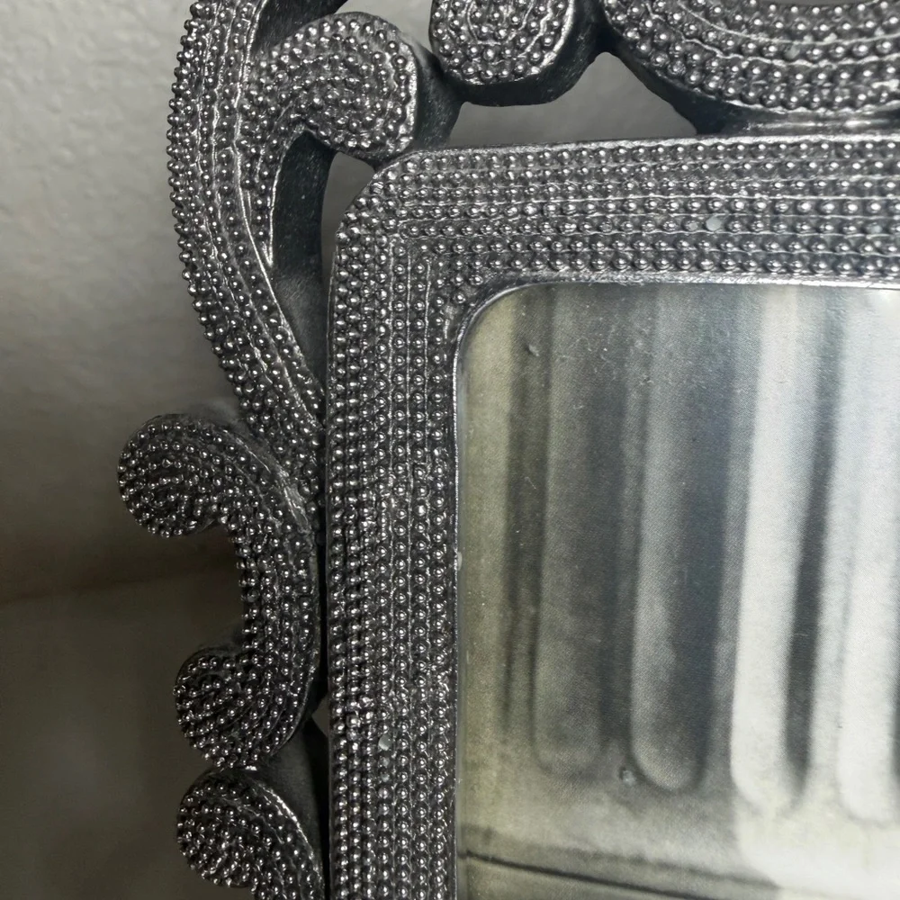 Sienna Ornate Silver Beaded Scroll Picture Frames 4x4 & 3.5x5‎ Set